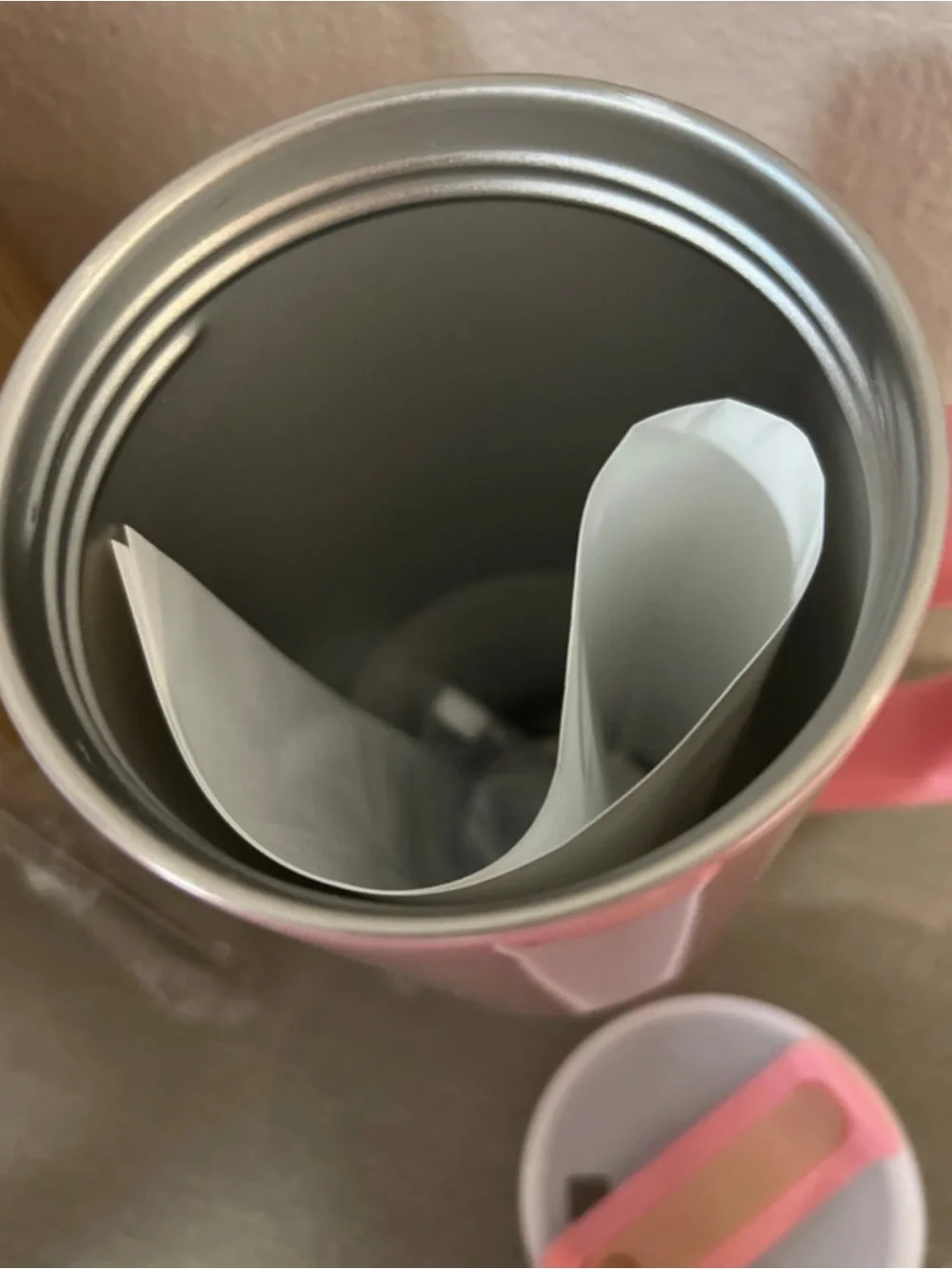 Pink Insulated Travel Mug with Handle and Straw